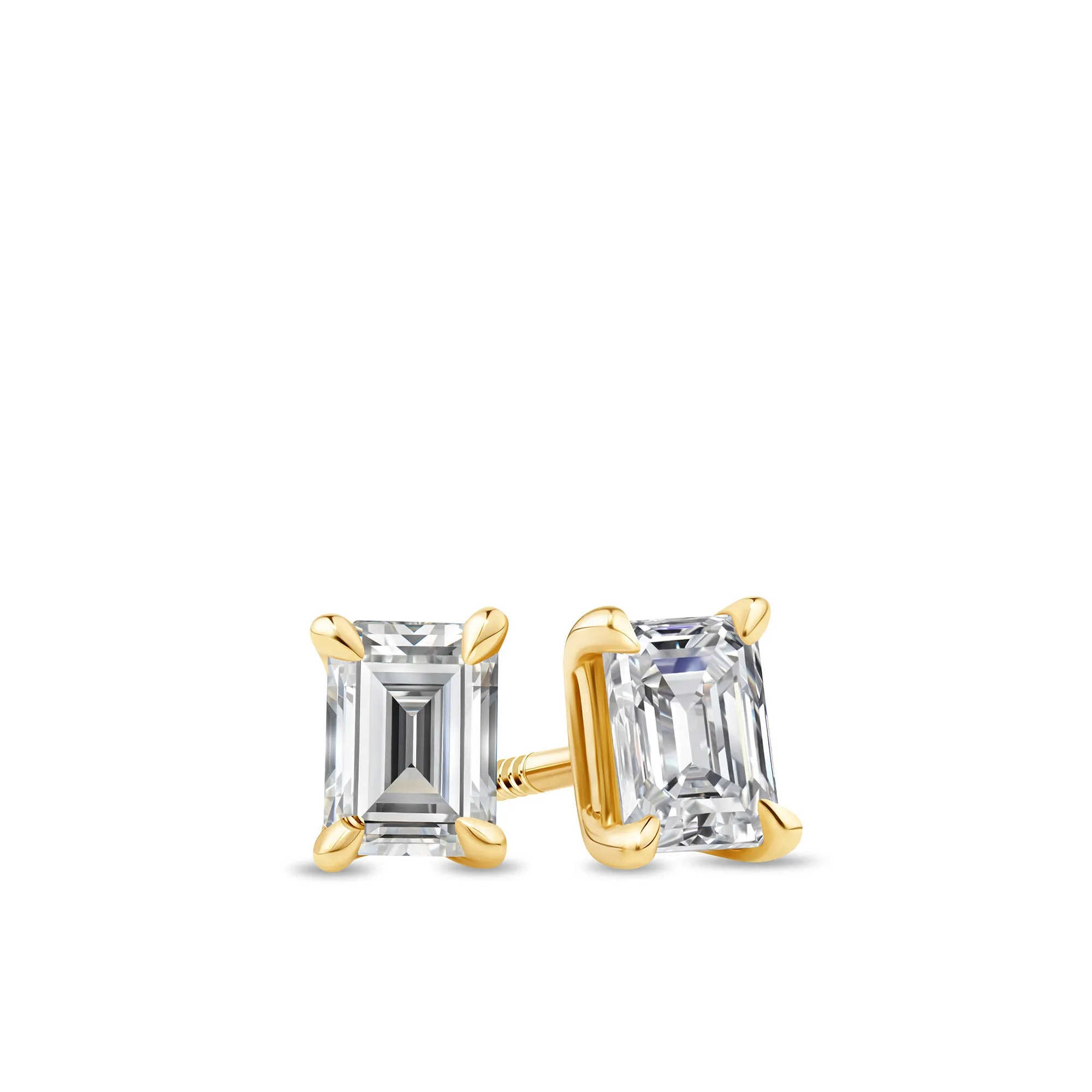 0.50ct Emerald-Cut Lab Grown Diamond Stud Earrings in 9ct Yellow Gold