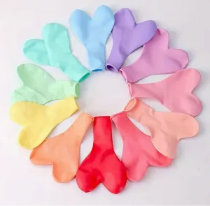 10" Pastel Assorted Heart Shape Balloon, 22ct