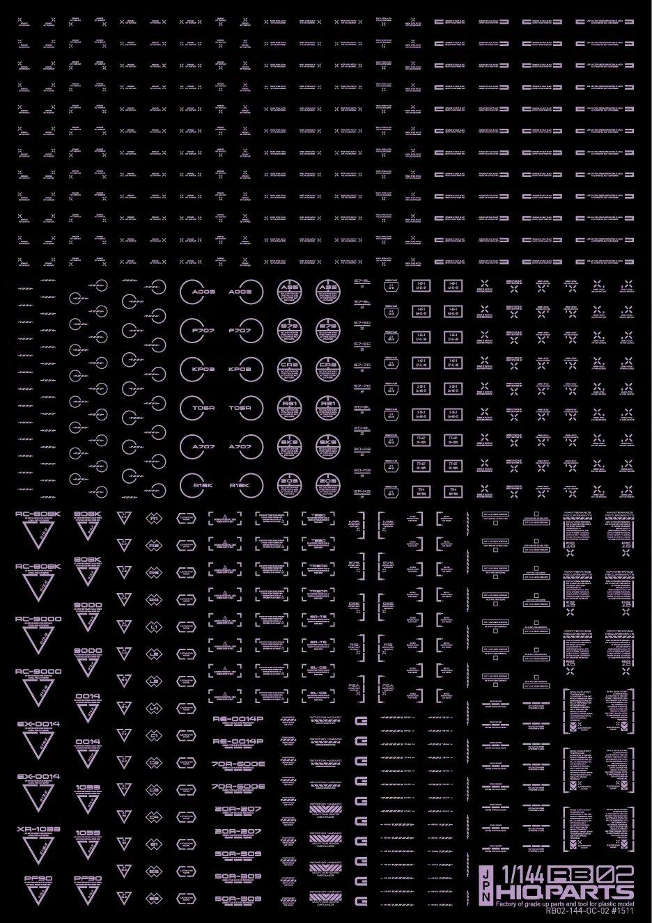 1/144 RB02 Caution Decal Pastel Violet(1pc)