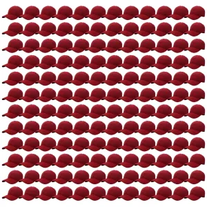 144-Pack Baseball Dad Cap Velcro Strap Adjustable Size - Burgundy