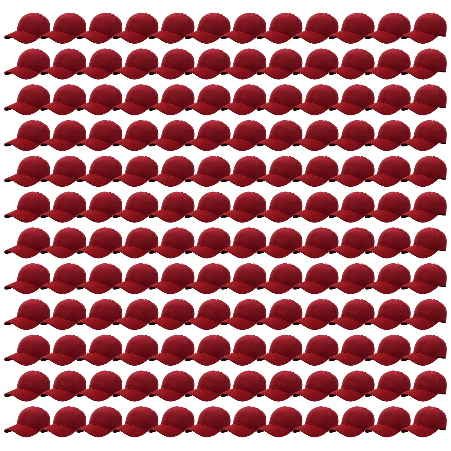 144-Pack Baseball Dad Cap Velcro Strap Adjustable Size - Burgundy