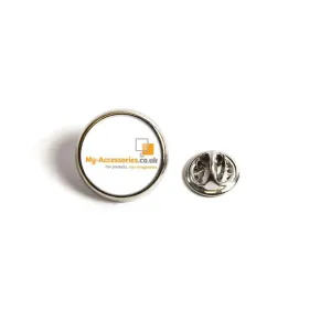 17mm Round Butterfly Pin Back Silver Metal Blank Badge - Pack of 50