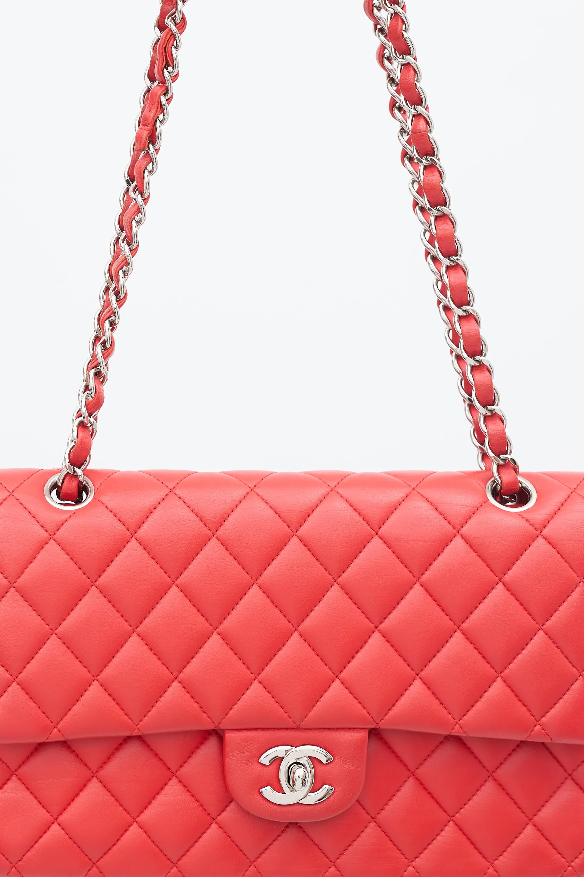 2016 Red Leather Medium Double Flap Bag