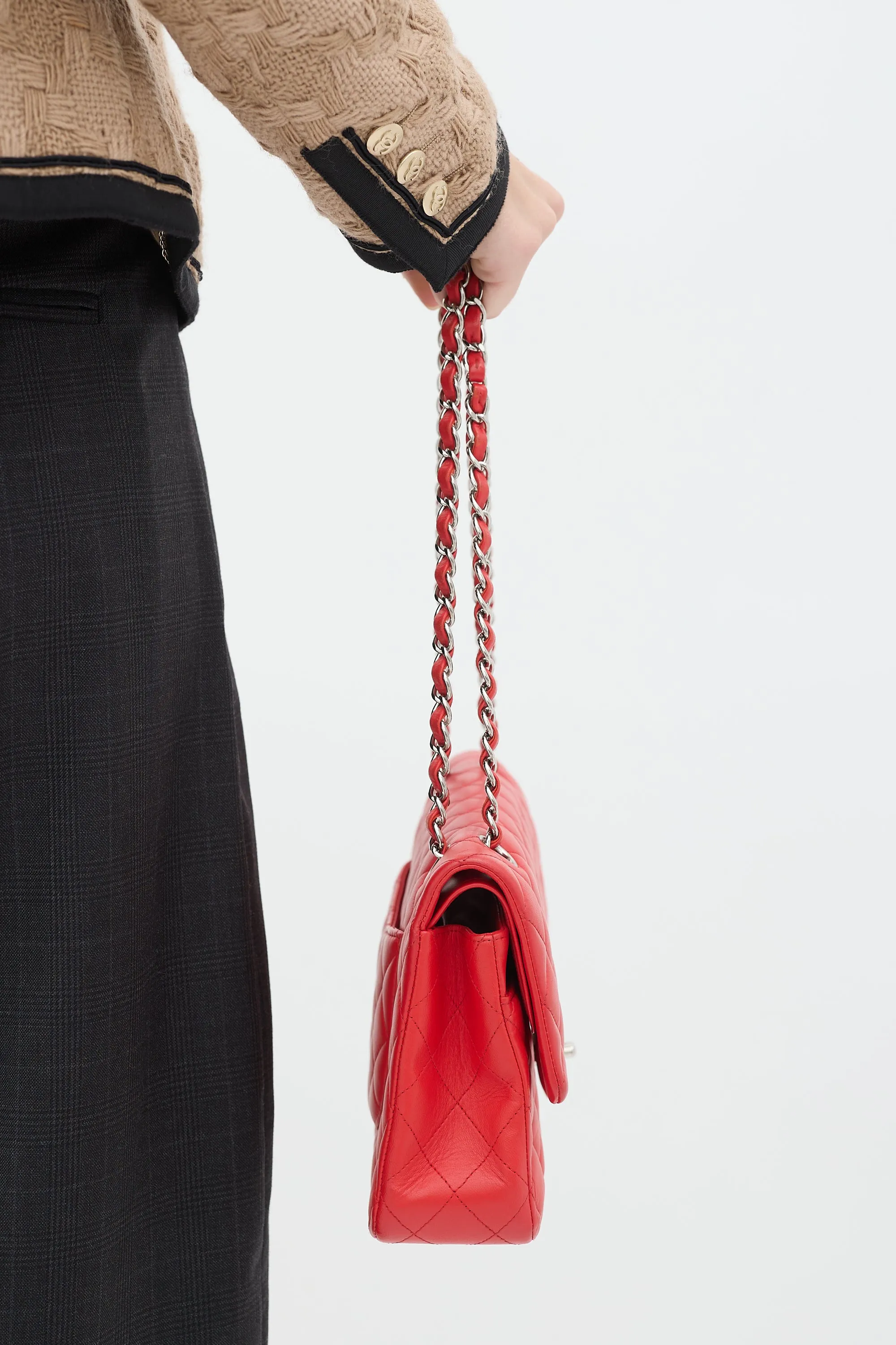 2016 Red Leather Medium Double Flap Bag
