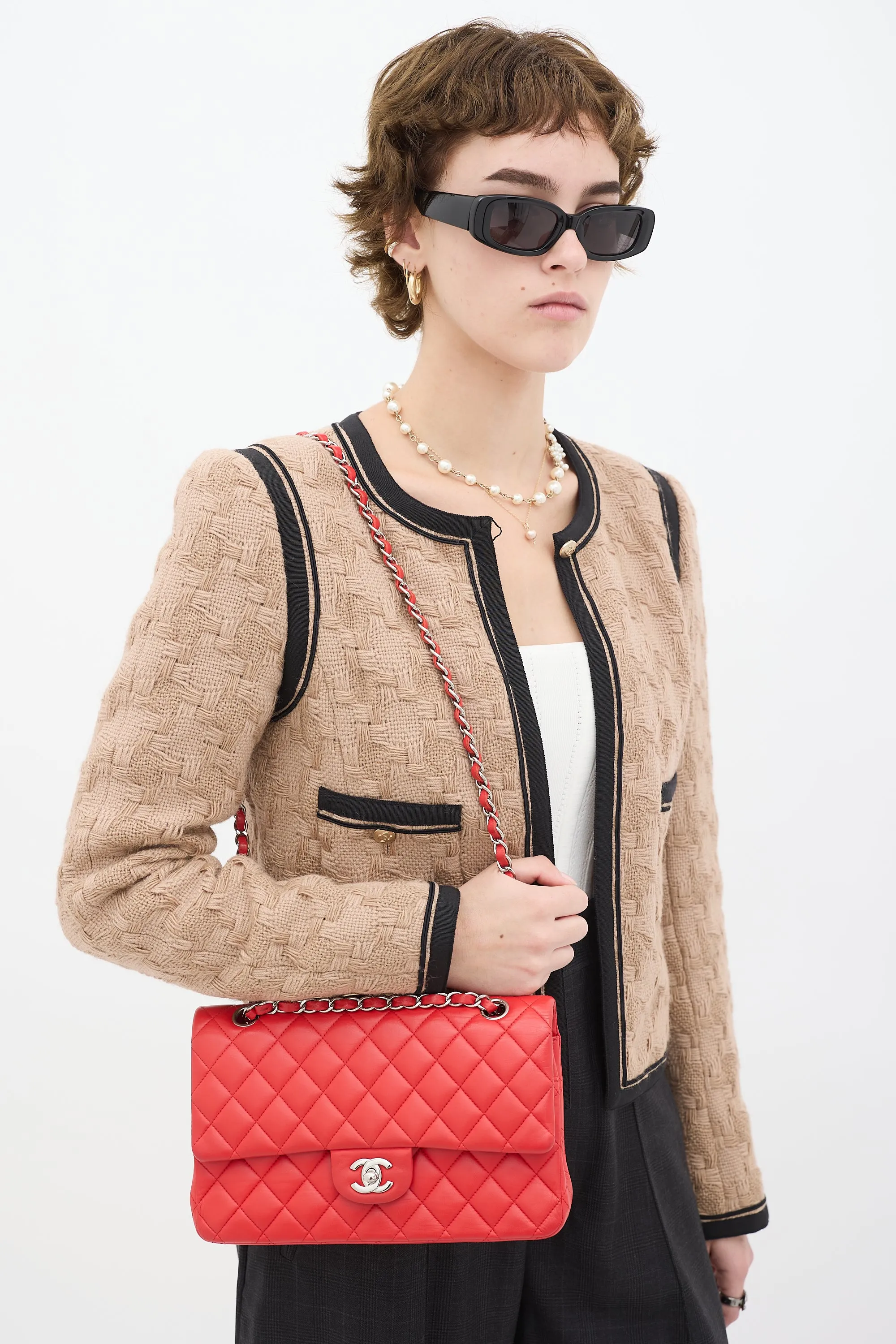 2016 Red Leather Medium Double Flap Bag