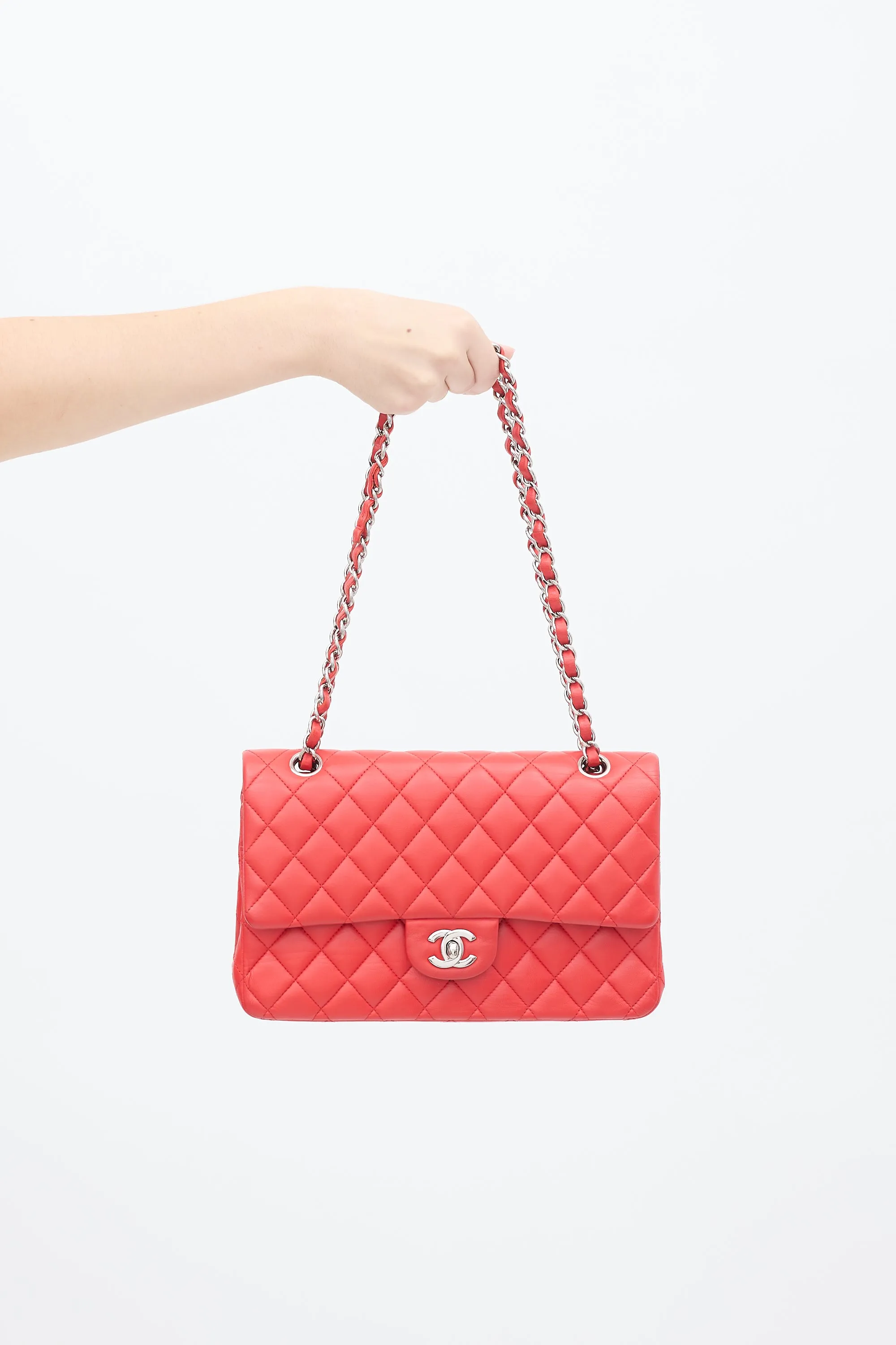 2016 Red Leather Medium Double Flap Bag