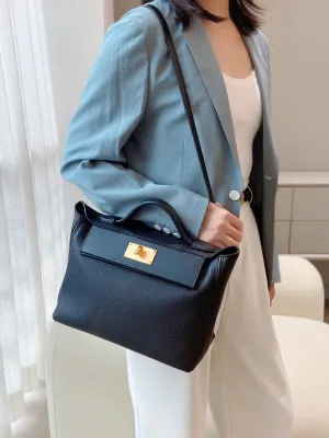 2024 29cm KELLY handmade handbag shoulder bag QWE1128 black