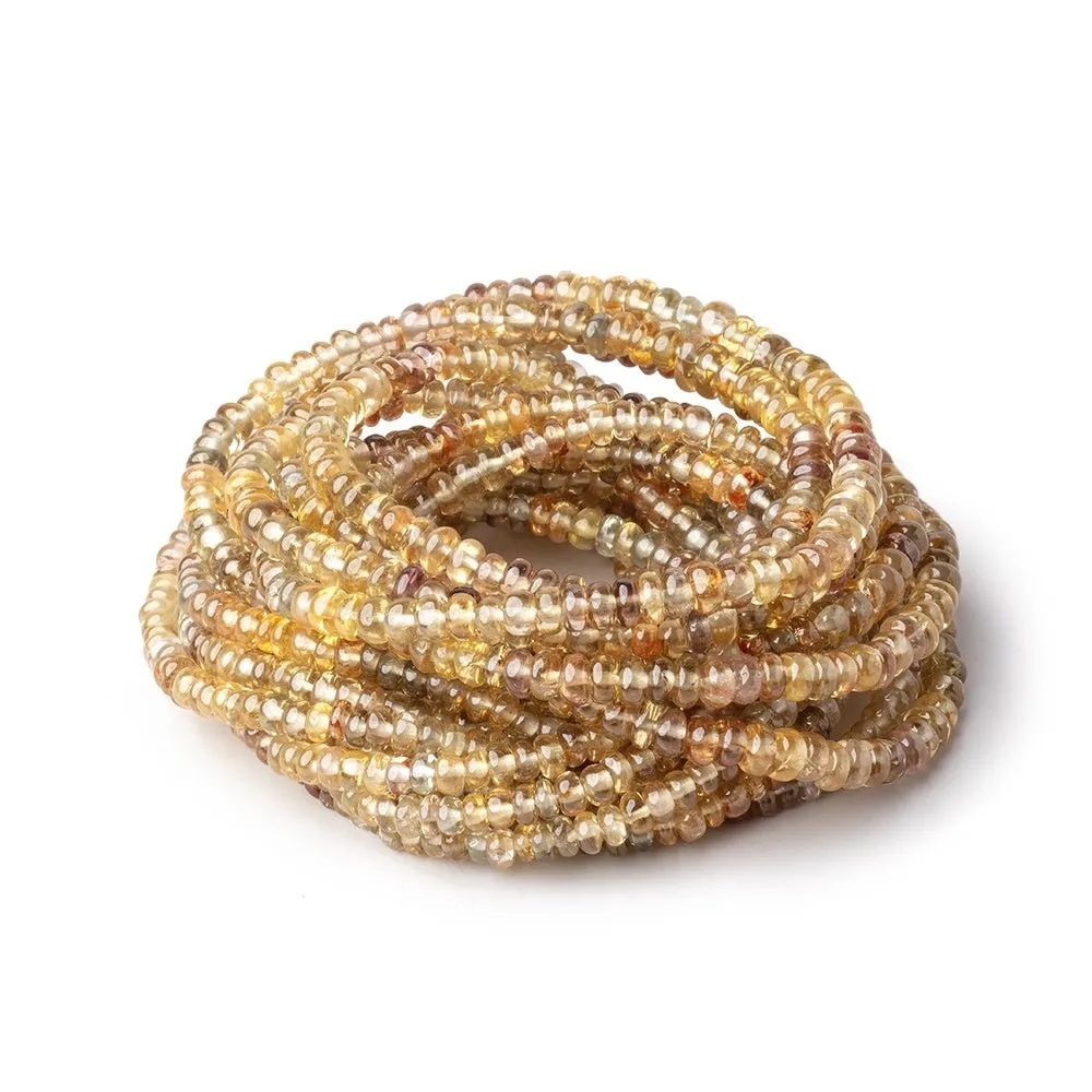 3-4mm Multi Color Golden Zircon Plain Rondelle Beads 17 inch 212 pieces AA