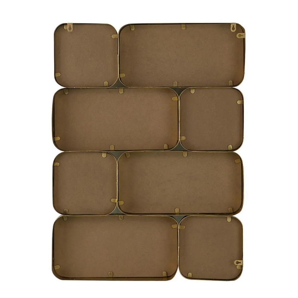 32 Inch Luxury Wall Decor Mirror, 8 Gold Finished Curved Metal Frames By Casagear Home
