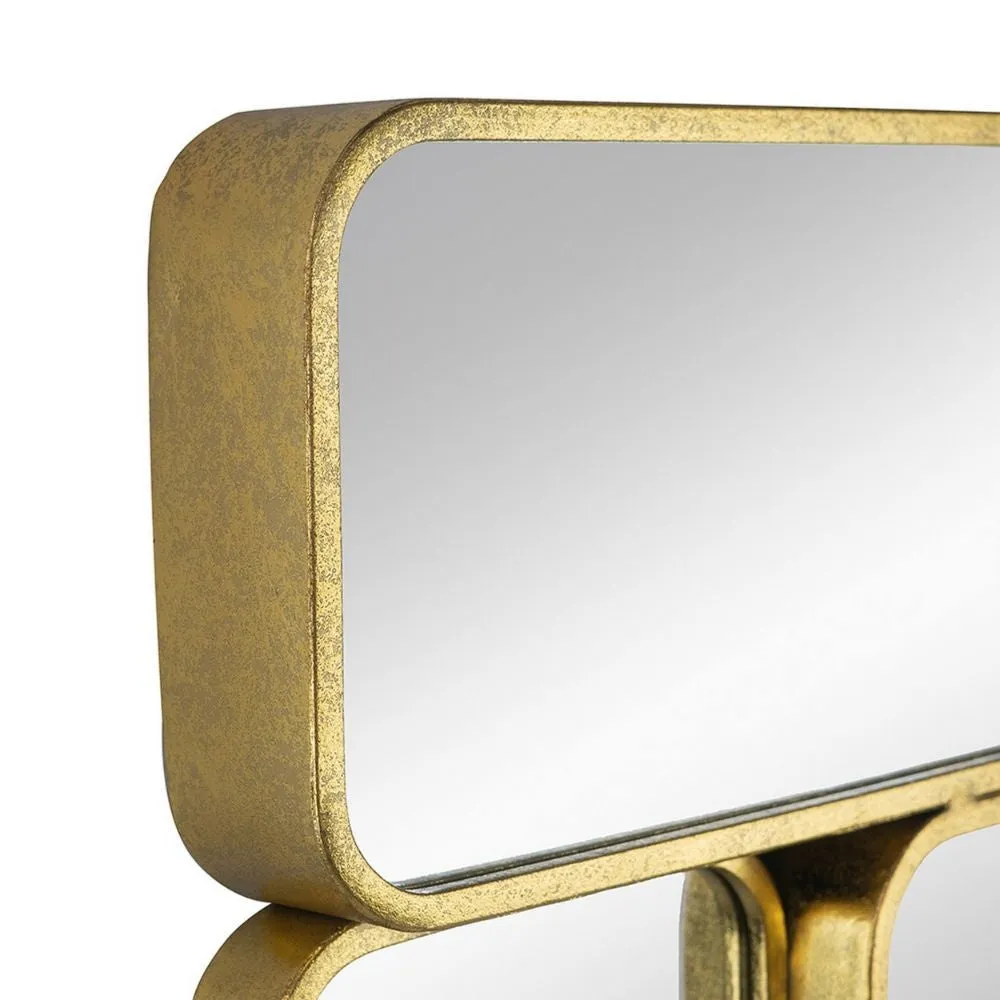 32 Inch Luxury Wall Decor Mirror, 8 Gold Finished Curved Metal Frames By Casagear Home
