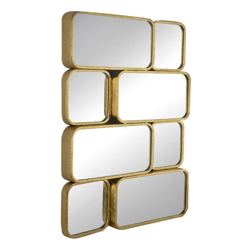 32 Inch Luxury Wall Decor Mirror, 8 Gold Finished Curved Metal Frames By Casagear Home