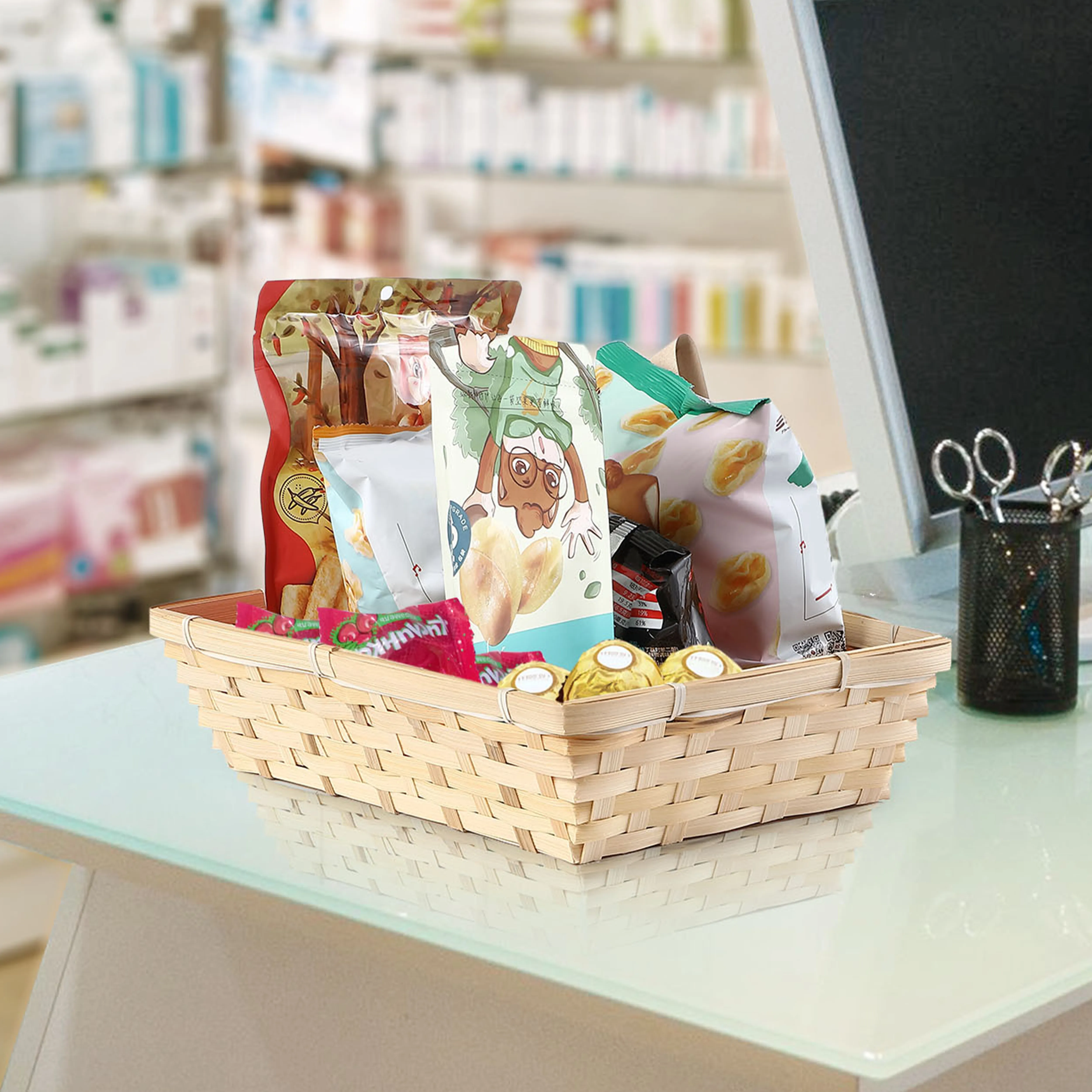 37cm Bamboo Packing Basket Tray