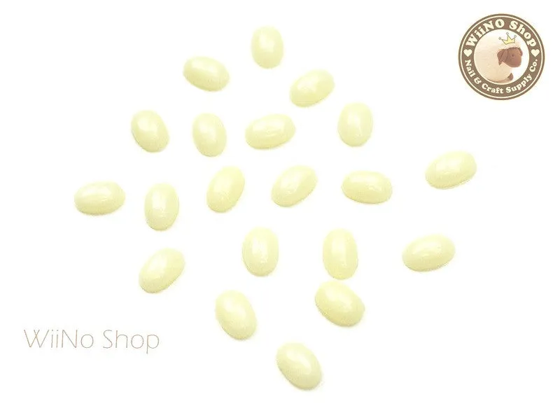 4 x 6mm Beige Candy Half Oval Flat Back Acrylic Cabochon Nail Art- 15 pcs