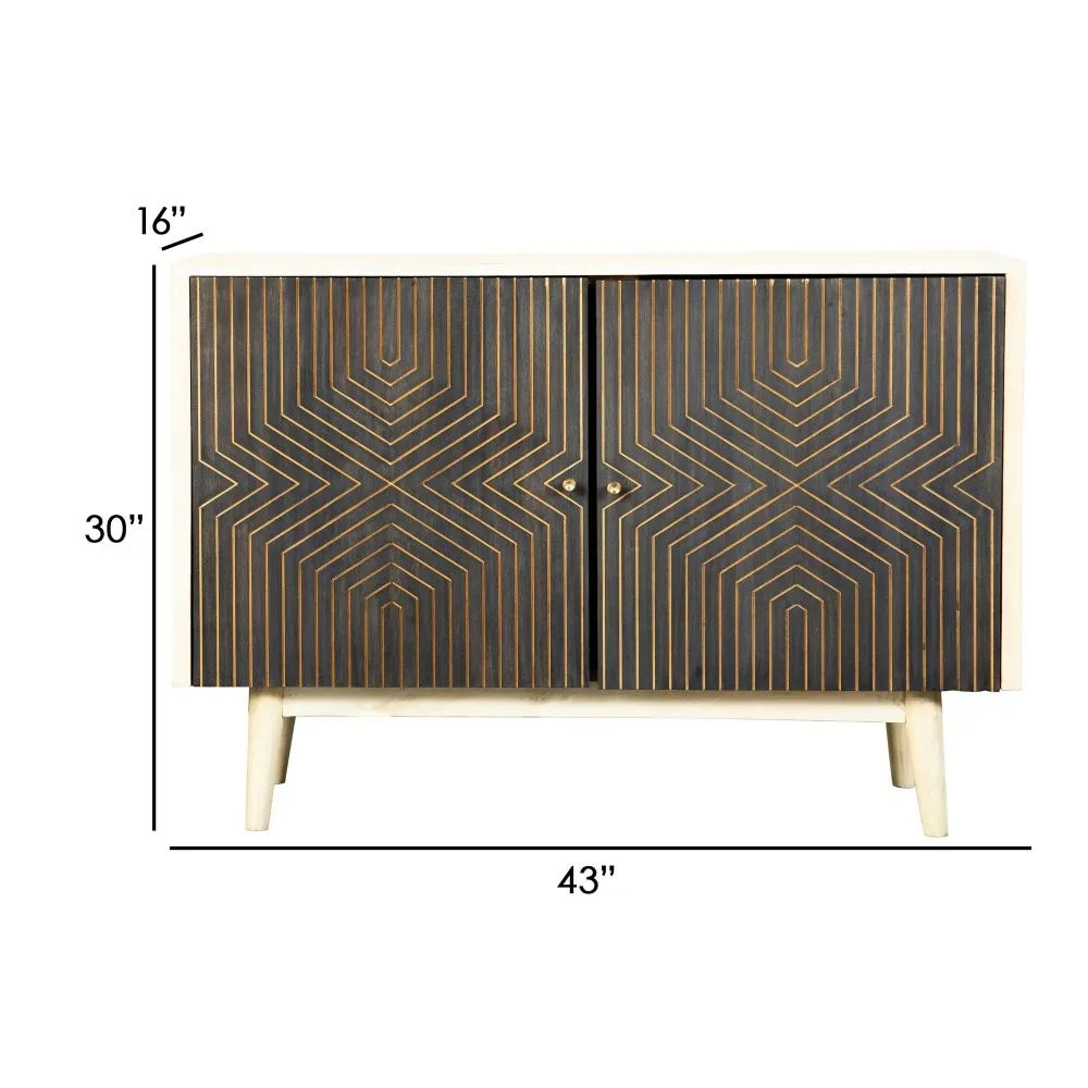 43 Inch 2 Door Accent Sideboard Console Cabinet, Metal Knobs, Dark Brown By Casagear Home