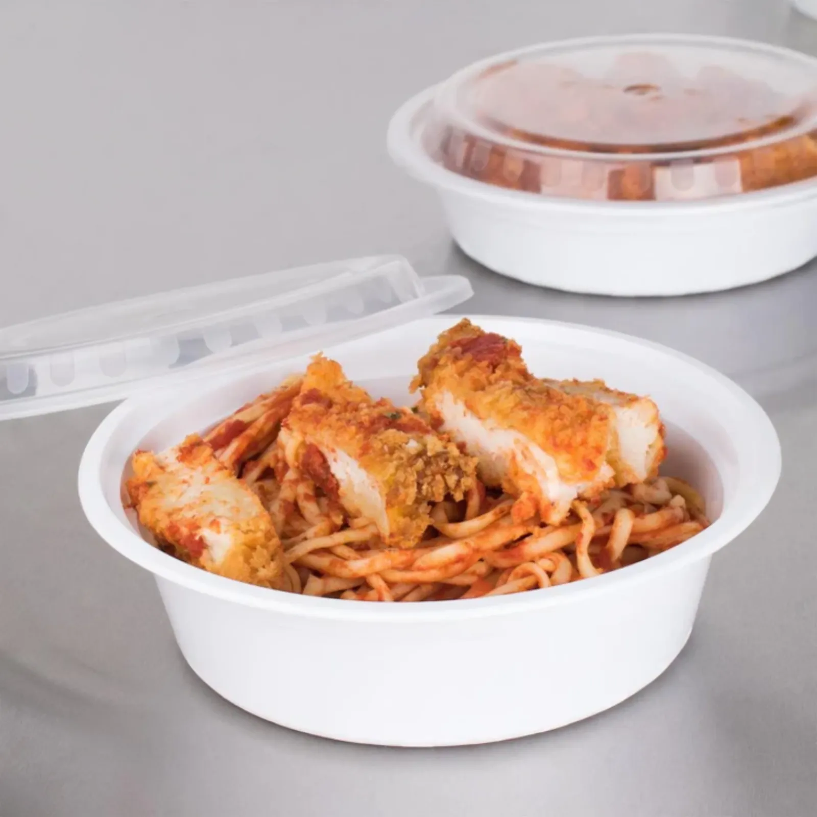 48oz Extra Strong Quality White Round Disposable Meal Prep/ Bento Box Container