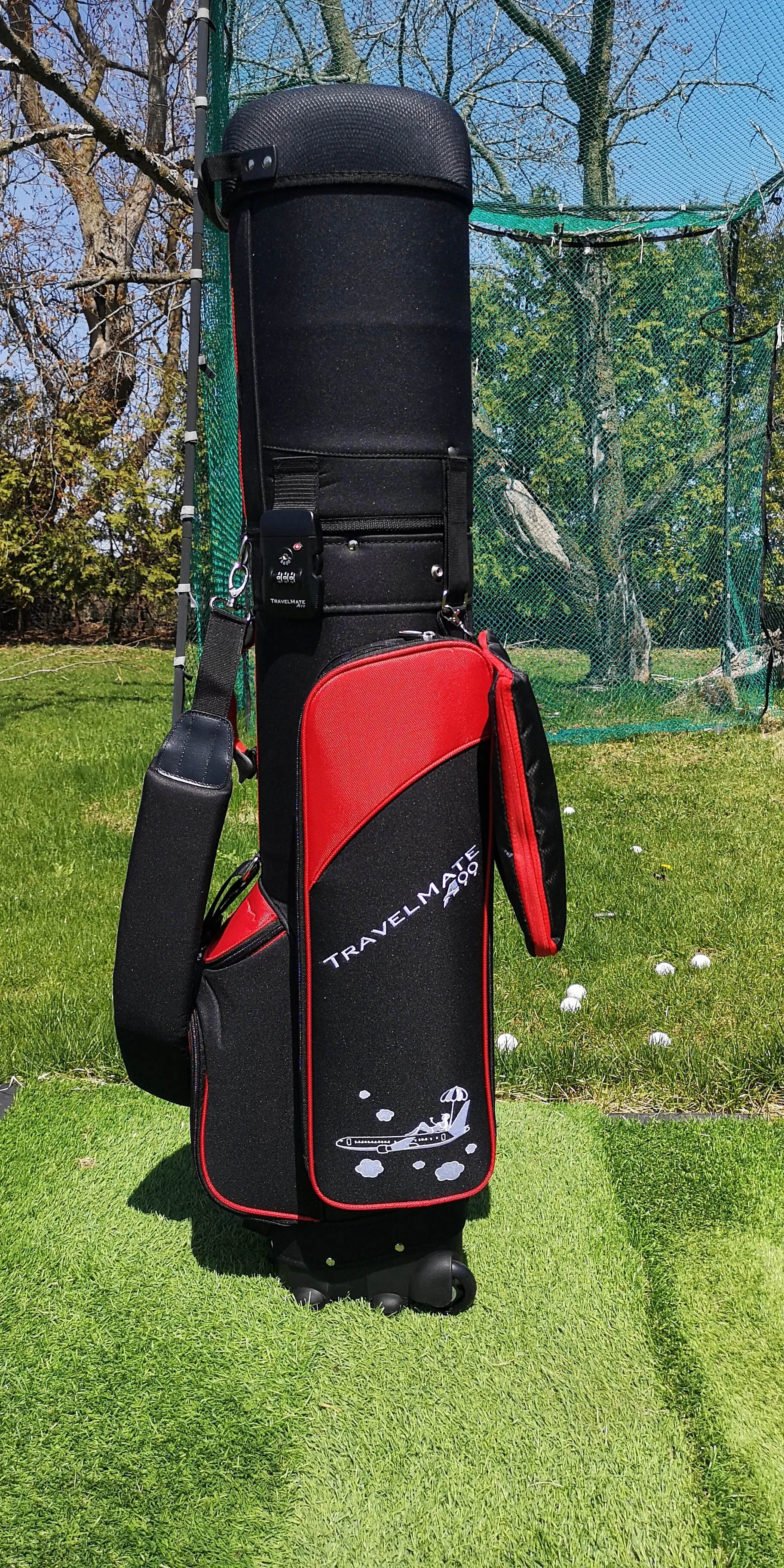 A99Golf Travel Mate III with SKIN CarryOn Wheeled Cover W. TSA Lock Air Porter Golf Travel Bag cart Bag Hybrid Travel Bag