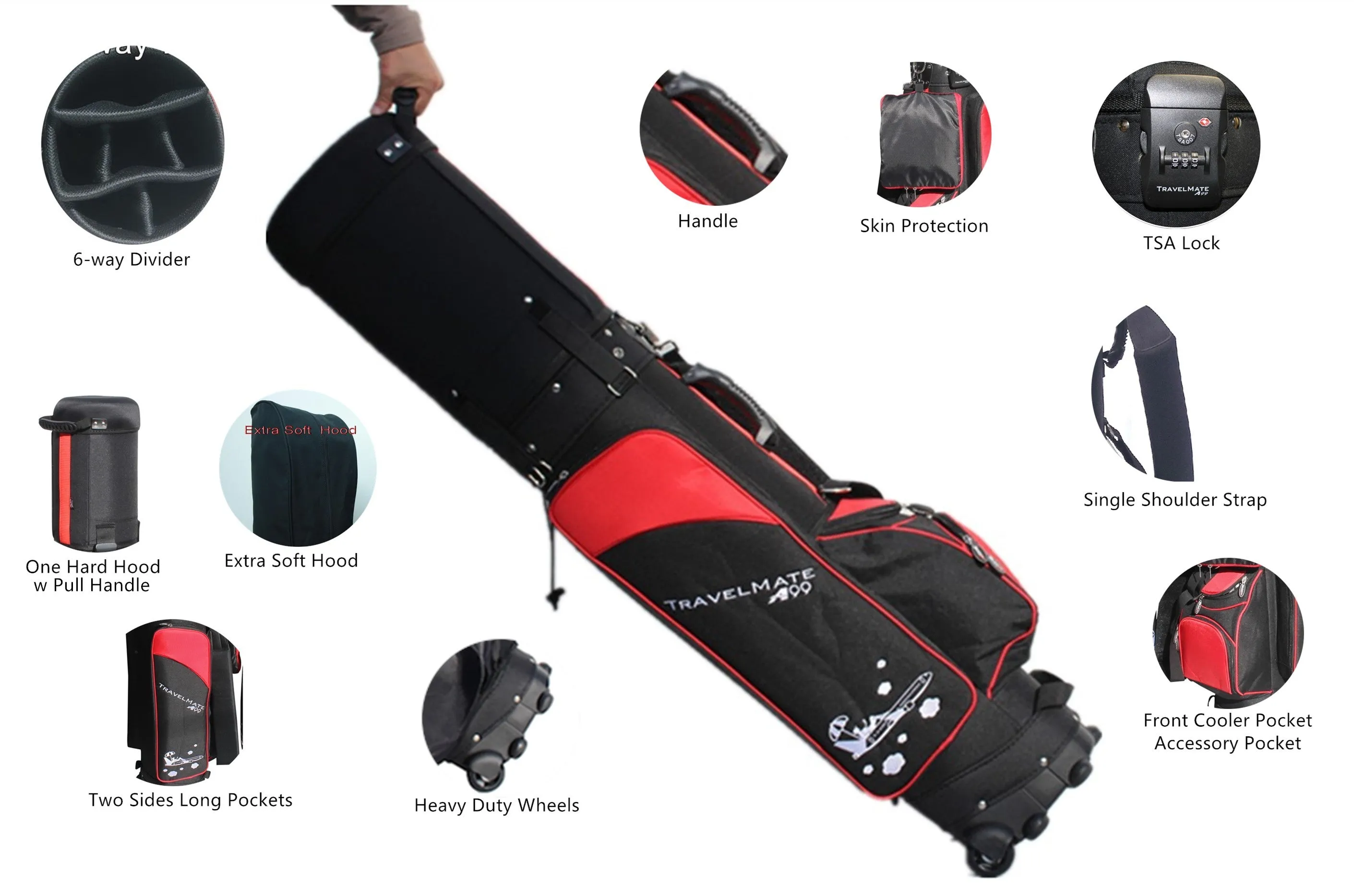 A99Golf Travel Mate III with SKIN CarryOn Wheeled Cover W. TSA Lock Air Porter Golf Travel Bag cart Bag Hybrid Travel Bag