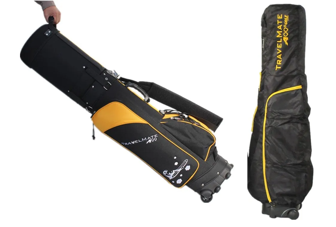A99Golf Travel Mate III with SKIN CarryOn Wheeled Cover W. TSA Lock Air Porter Golf Travel Bag cart Bag Hybrid Travel Bag