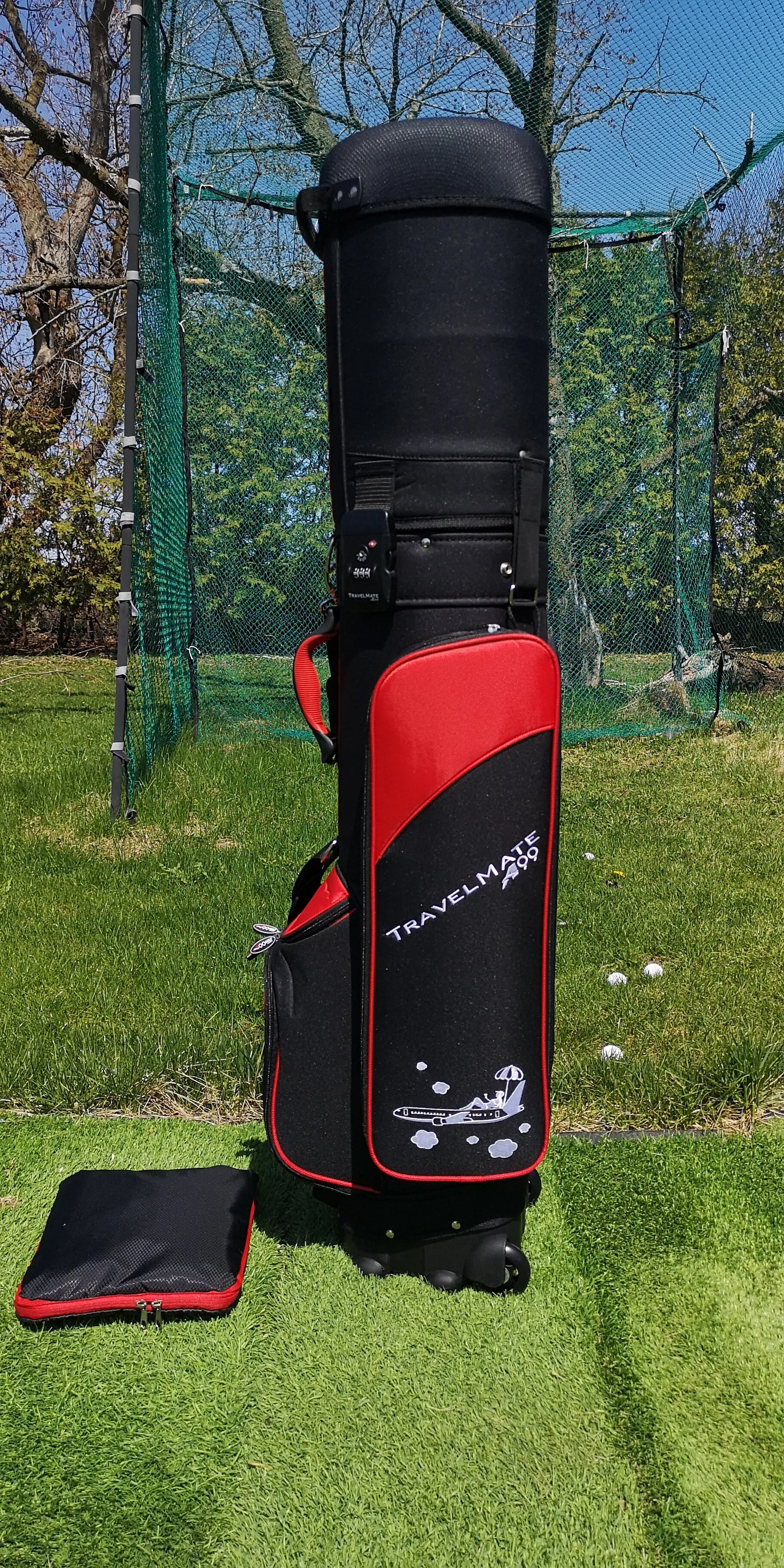 A99Golf Travel Mate III with SKIN CarryOn Wheeled Cover W. TSA Lock Air Porter Golf Travel Bag cart Bag Hybrid Travel Bag