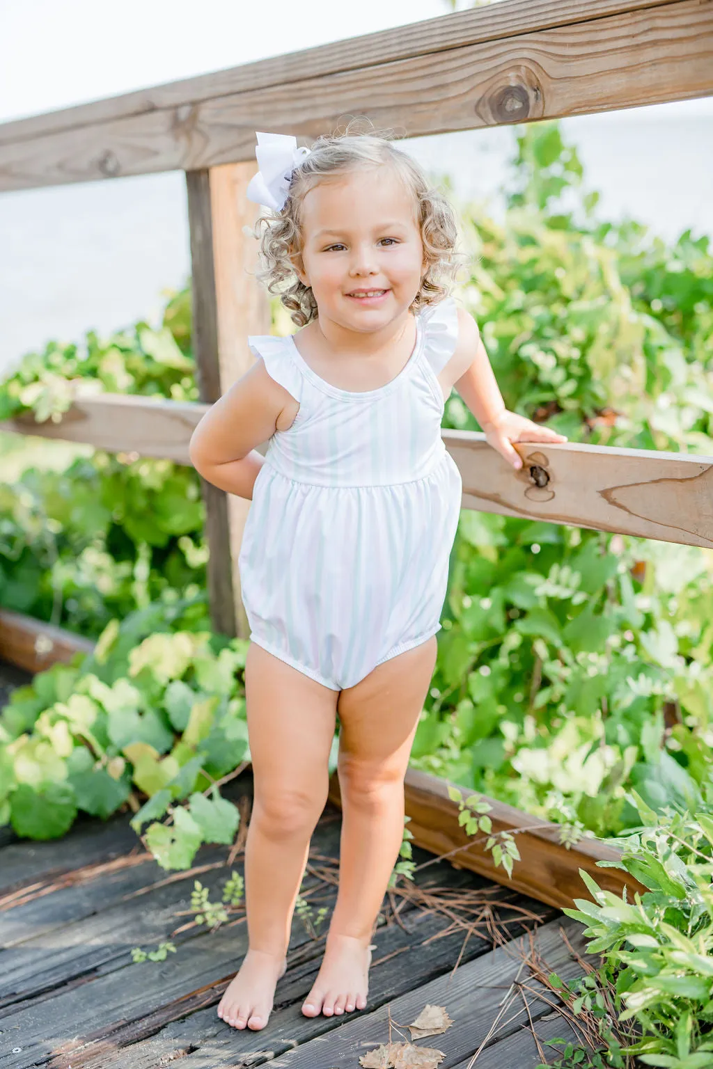 Abby Bubble One Piece Swim- Pastel Stripe