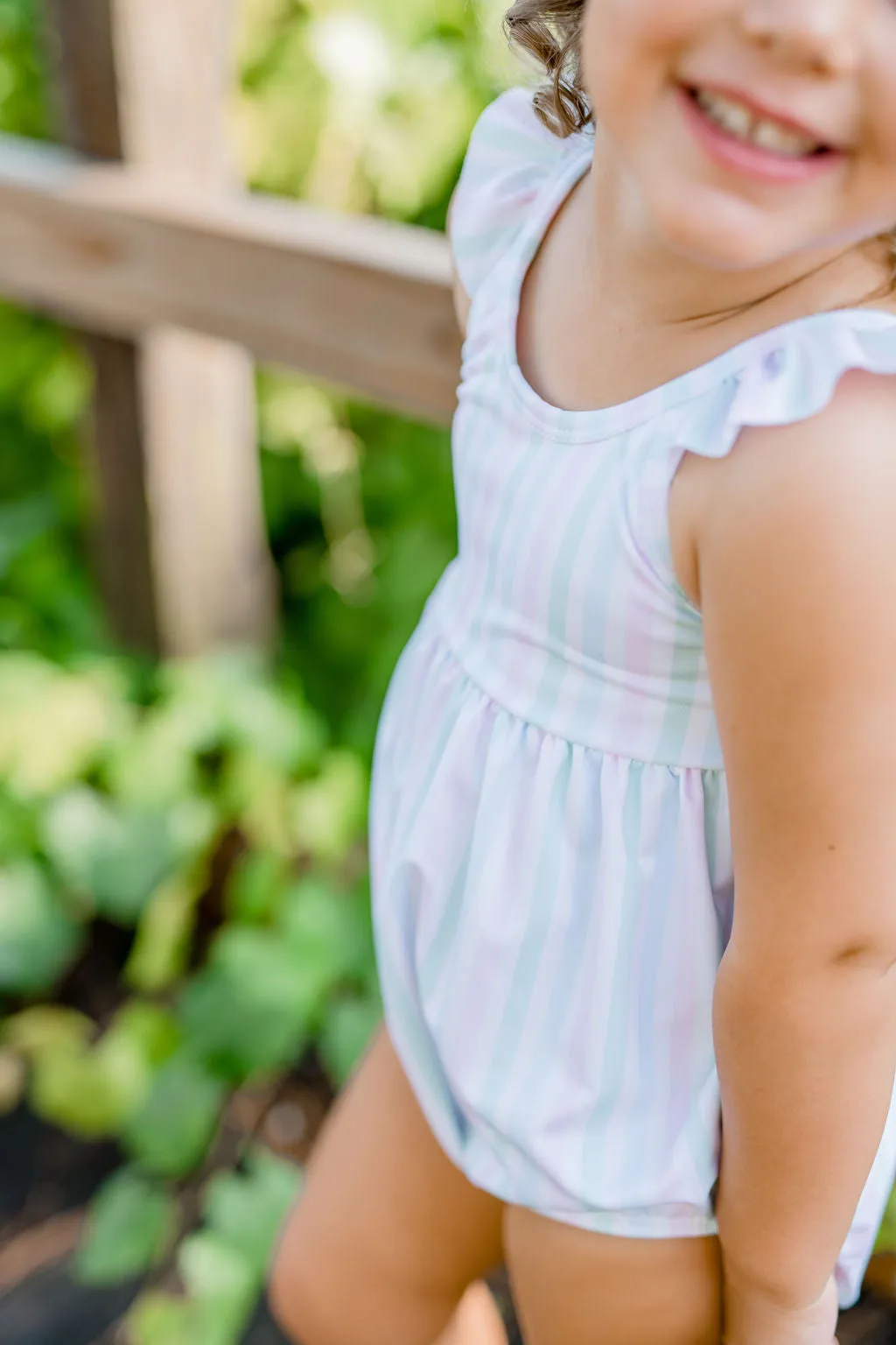 Abby Bubble One Piece Swim- Pastel Stripe