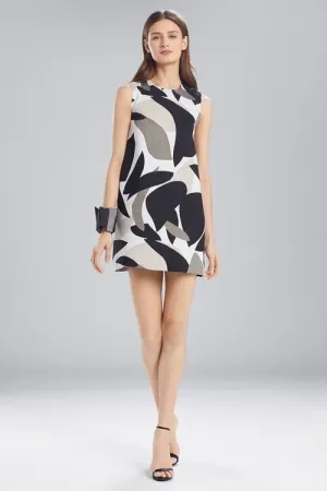 Abstract Printed Jacquard Sleeveless Dress