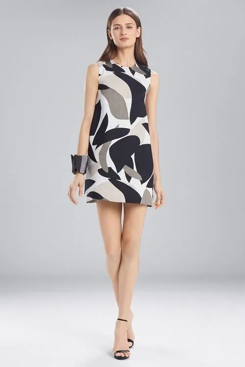 Abstract Printed Jacquard Sleeveless Dress