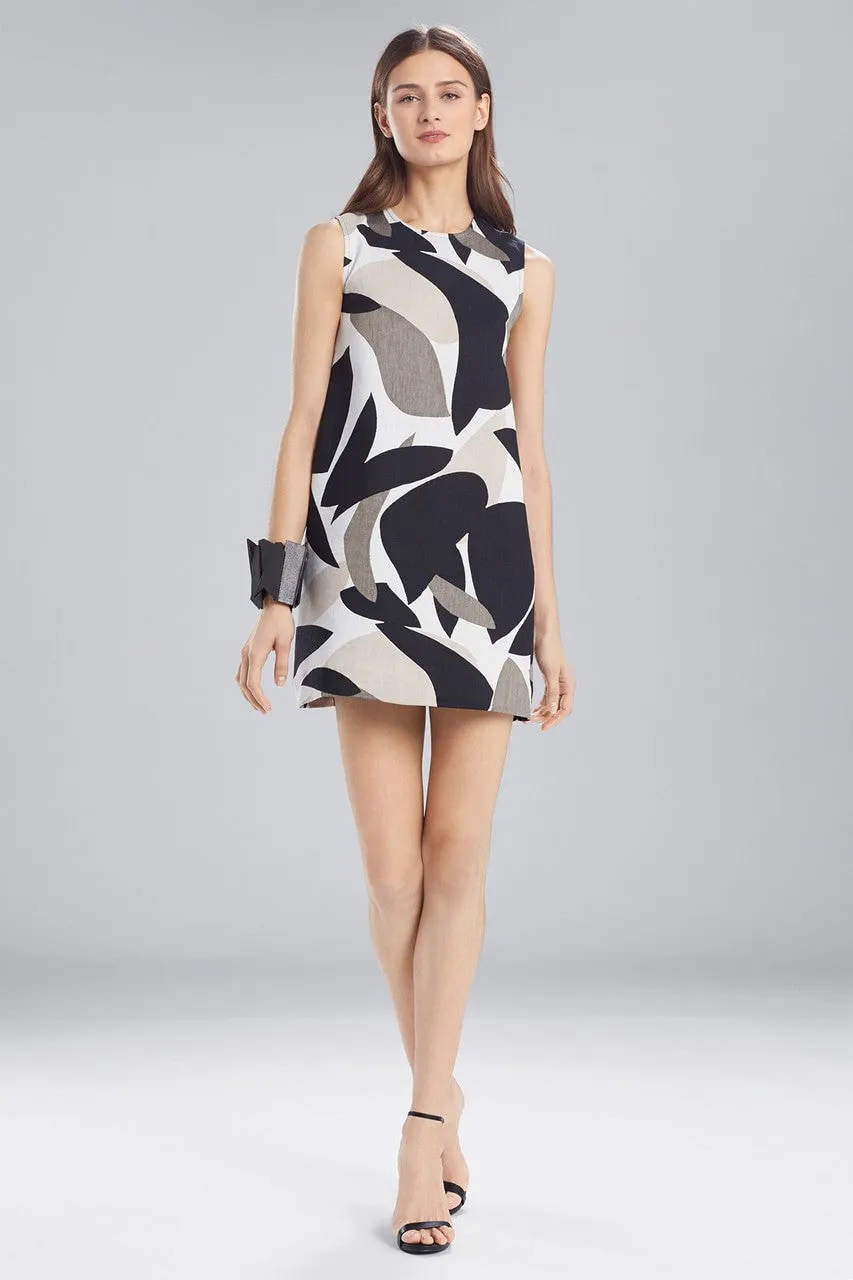 Abstract Printed Jacquard Sleeveless Dress
