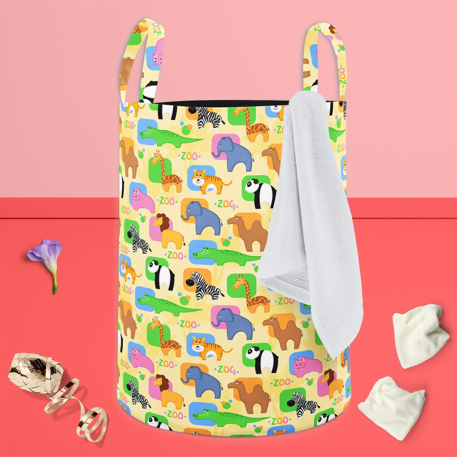 African Animals D1 Foldable Open Storage Bin | Organizer Box, Toy Basket, Shelf Box, Laundry Bag | Canvas Fabric