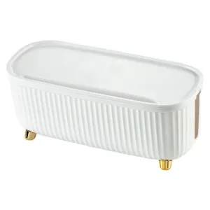Anypack Cable Storage Box White Light Luxury Office Desktop Power Cord Strip Socket Cable Box New Data Cable Plastic Storage Containers