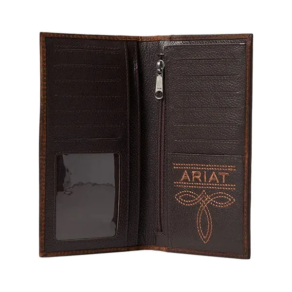 Ariat Brown Shield Logo Rodeo/Checkbook Wallet