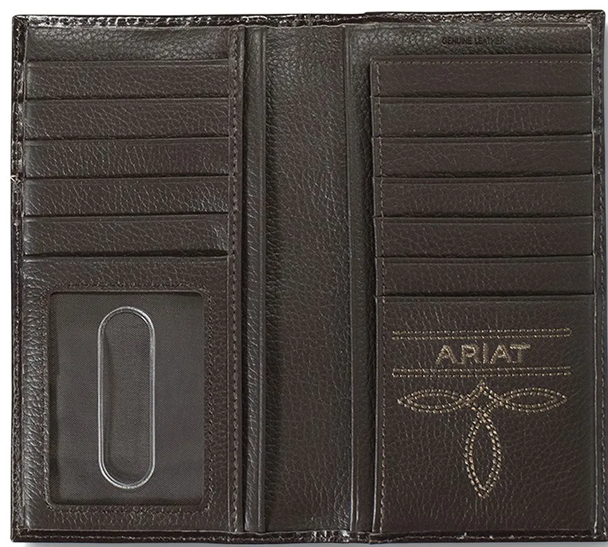 Ariat Men's Rodeo Distressed Leather Wallet with American Flag