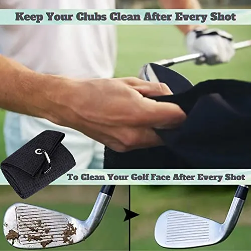 Artpreti Golf Towels, Premium Funny Golf Towel - Embroidered Golf Towels for Golf Bags with Clip, Golf Gifts for Men or Women, Swing Swear Look for Ball Repeat, Black