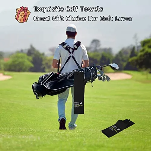 Artpreti Golf Towels, Premium Funny Golf Towel - Embroidered Golf Towels for Golf Bags with Clip, Golf Gifts for Men or Women, Swing Swear Look for Ball Repeat, Black