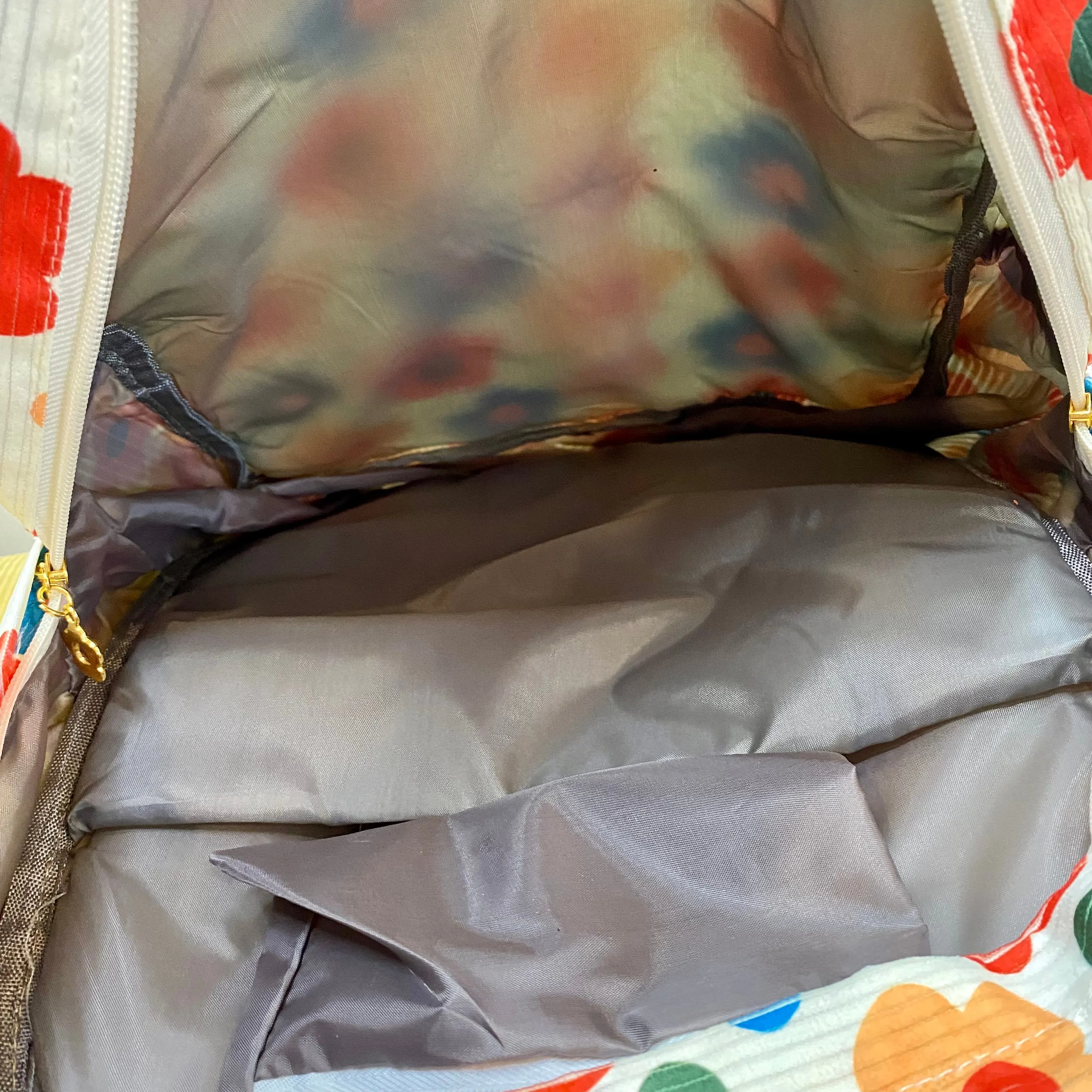 Backpack & Stand Up Rectangle Pouch Set - Corduroy - Colorful Floral