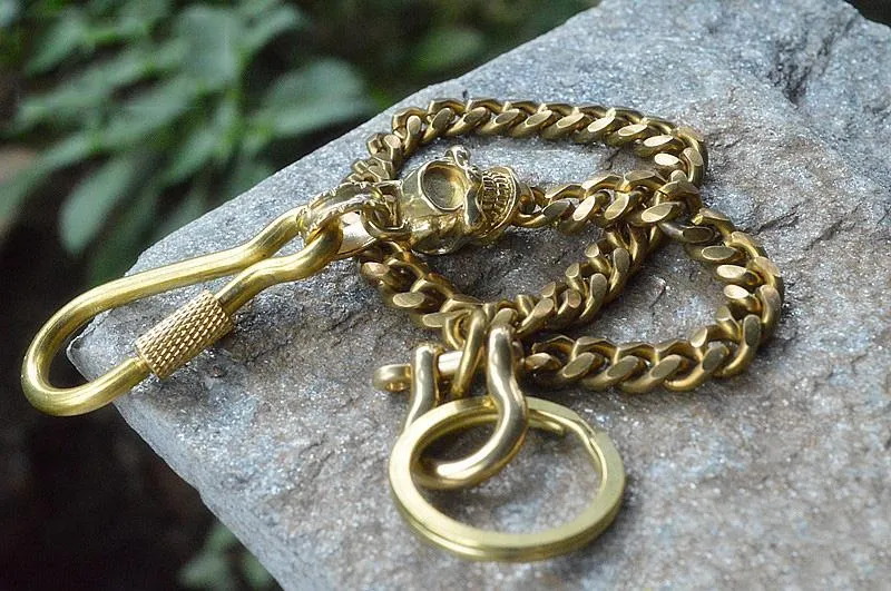 Badass Brass Copper Skull Mens Pants Chain Biker Wallet Chain 18‘â€?jeans chain jean chain For Men