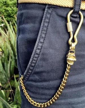 Badass Brass Copper Skull Mens Pants Chain Biker Wallet Chain 18‘â€?jeans chain jean chain For Men