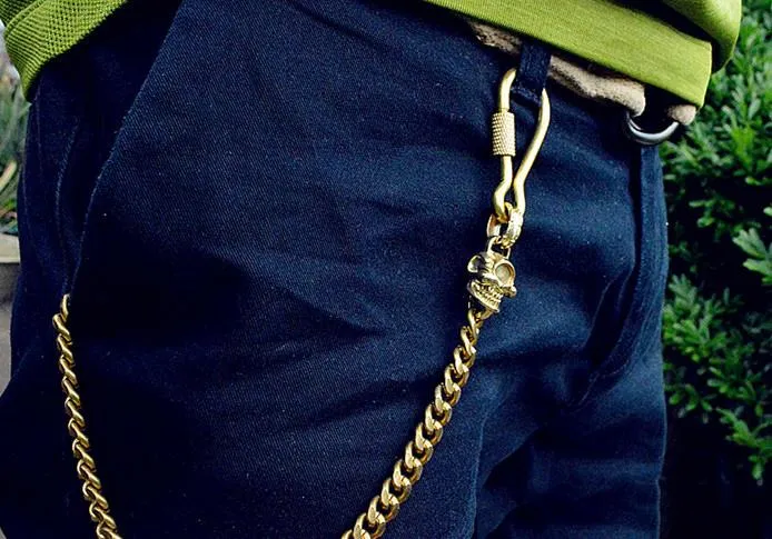 Badass Brass Copper Skull Mens Pants Chain Biker Wallet Chain 18‘â€?jeans chain jean chain For Men