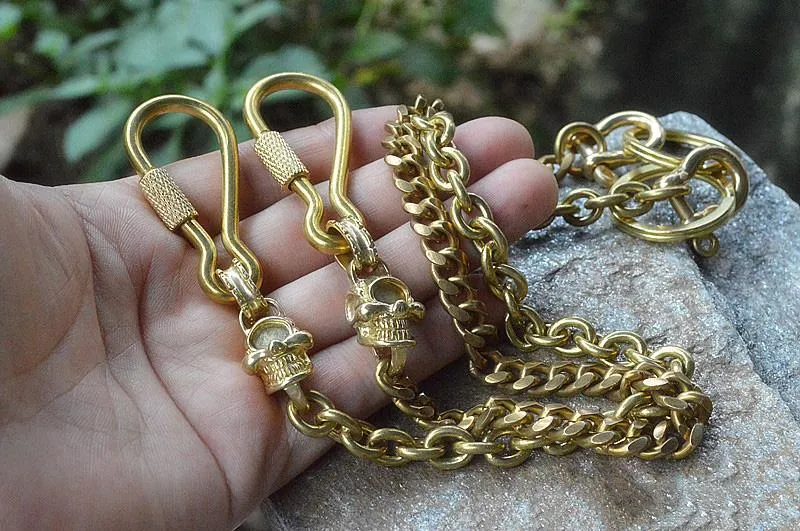Badass Brass Copper Skull Mens Pants Chain Biker Wallet Chain 18‘â€?jeans chain jean chain For Men