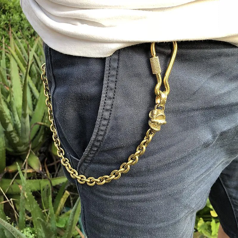 Badass Brass Copper Skull Mens Pants Chain Biker Wallet Chain 18‘â€?jeans chain jean chain For Men