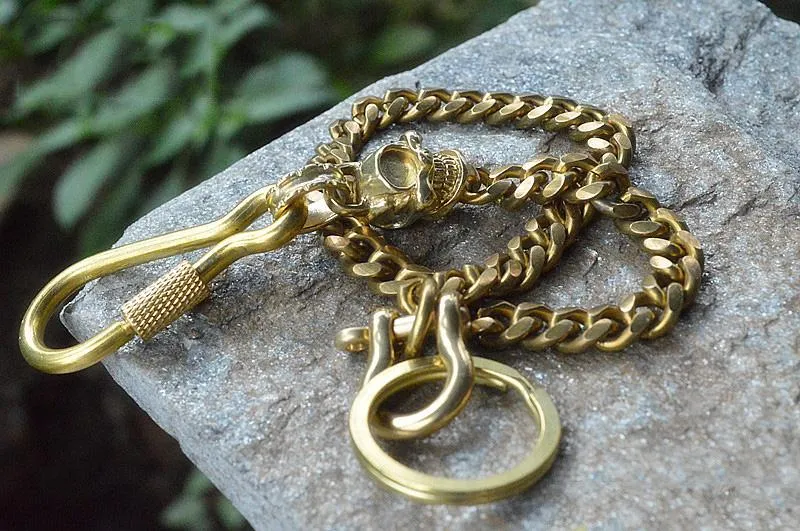 Badass Brass Copper Skull Mens Pants Chain Biker Wallet Chain 18‘â€?jeans chain jean chain For Men