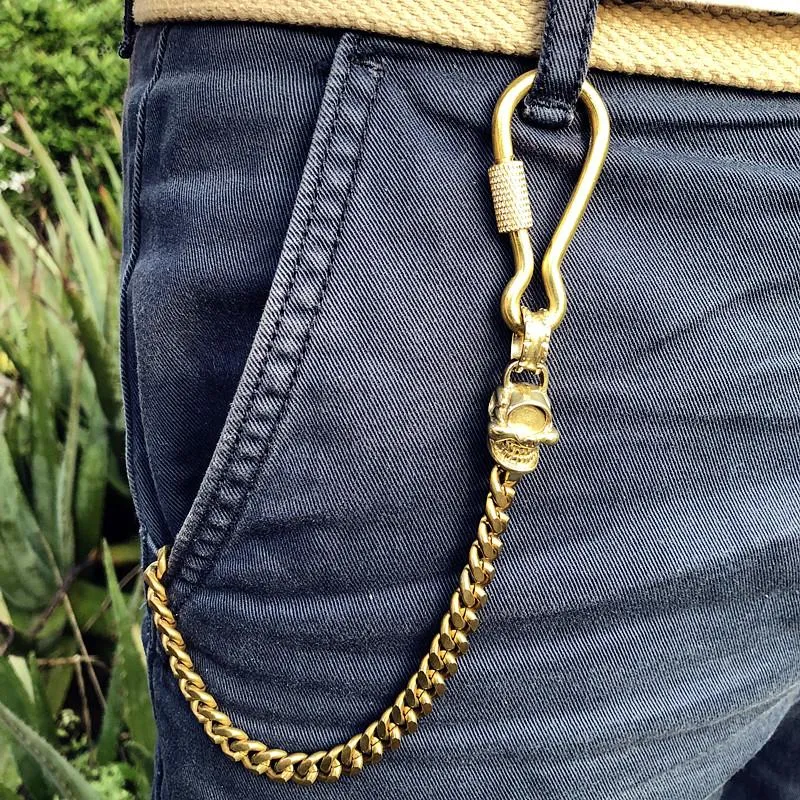 Badass Brass Copper Skull Mens Pants Chain Biker Wallet Chain 18‘â€?jeans chain jean chain For Men