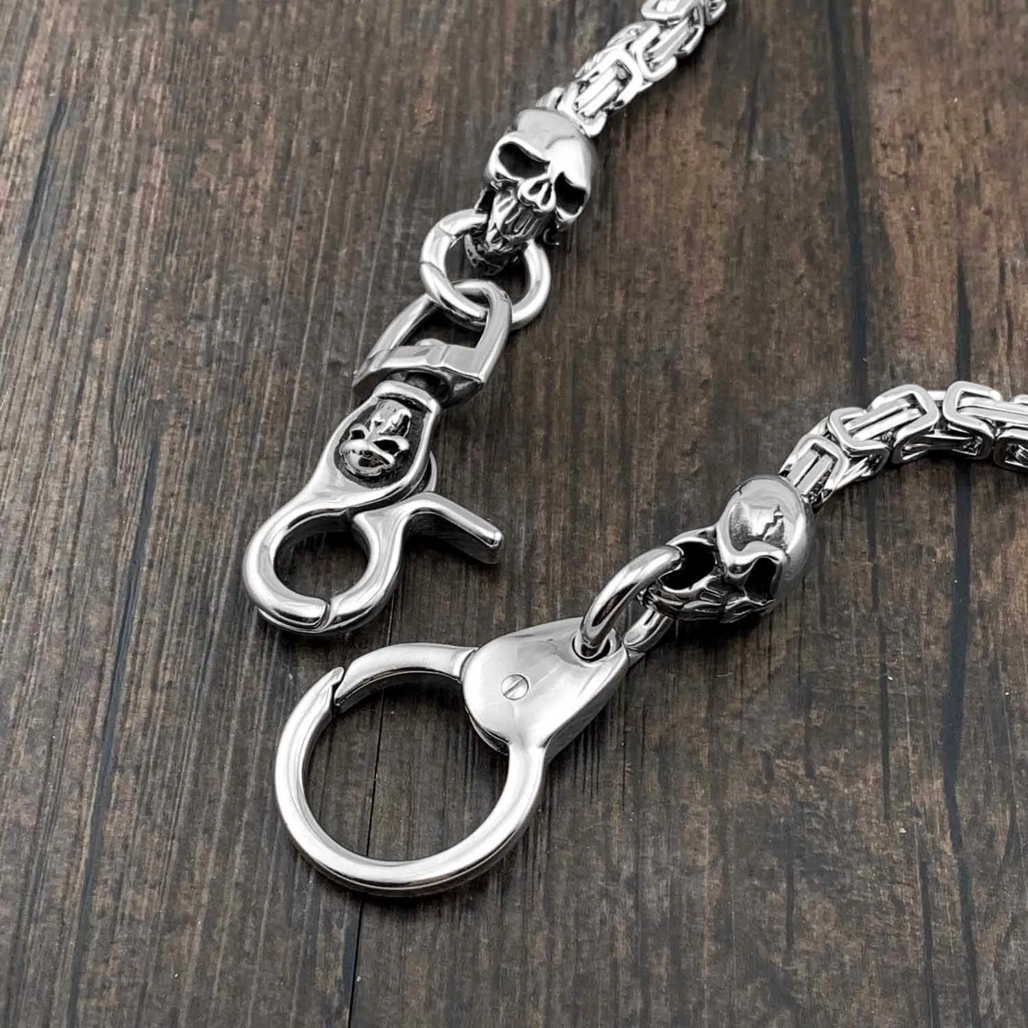 Badass Silver Long Skull Biker Wallet CHain Jeans Chain Jean Chain Pants Chain Wallet CHain For Men