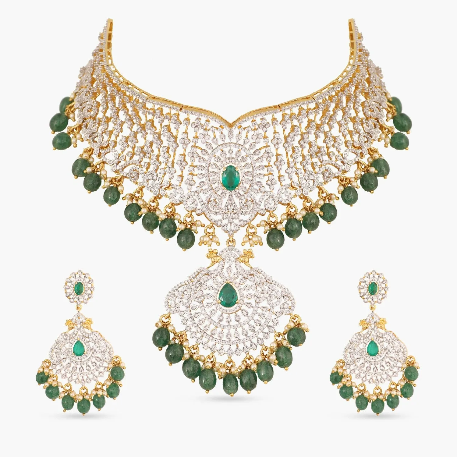 Bahaar Grand CZ Silver Choker Set