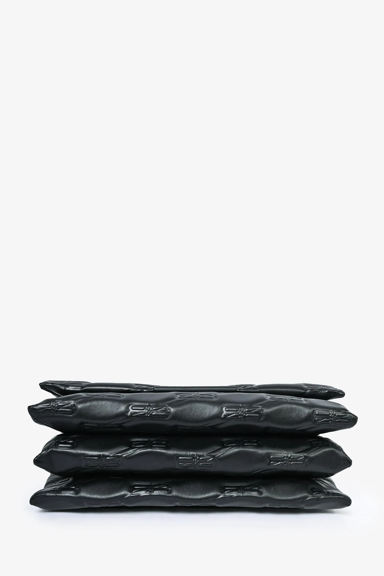 Balenciaga Black Embossed Leather Medium Triplet Shoulder Bag