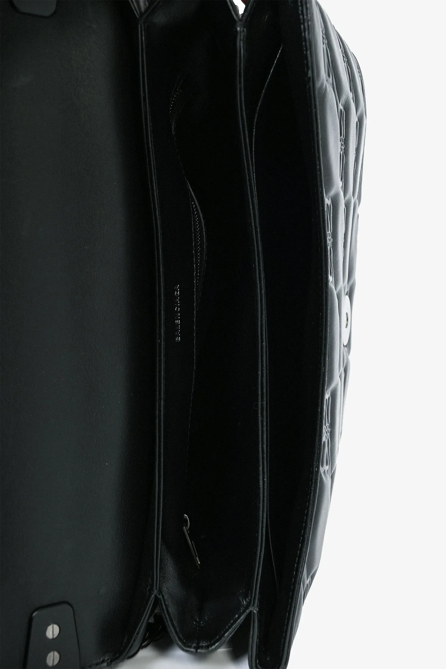 Balenciaga Black Embossed Leather Medium Triplet Shoulder Bag