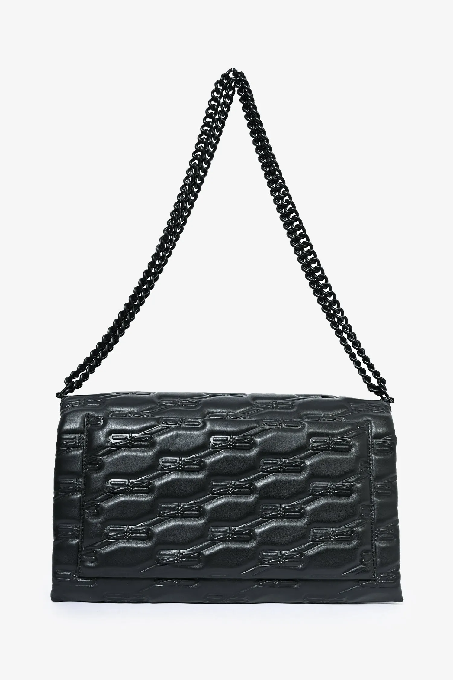 Balenciaga Black Embossed Leather Medium Triplet Shoulder Bag