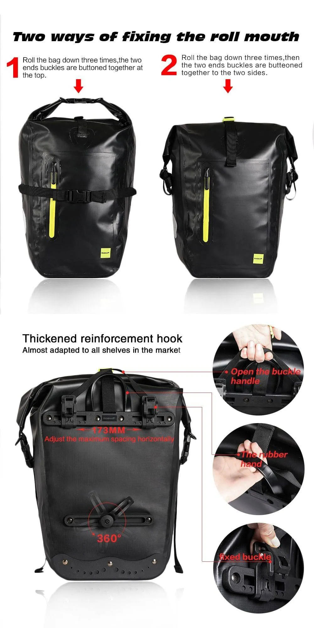 Bicycle Bike Packing Panniers Rhinowalk 25L Waterproof
