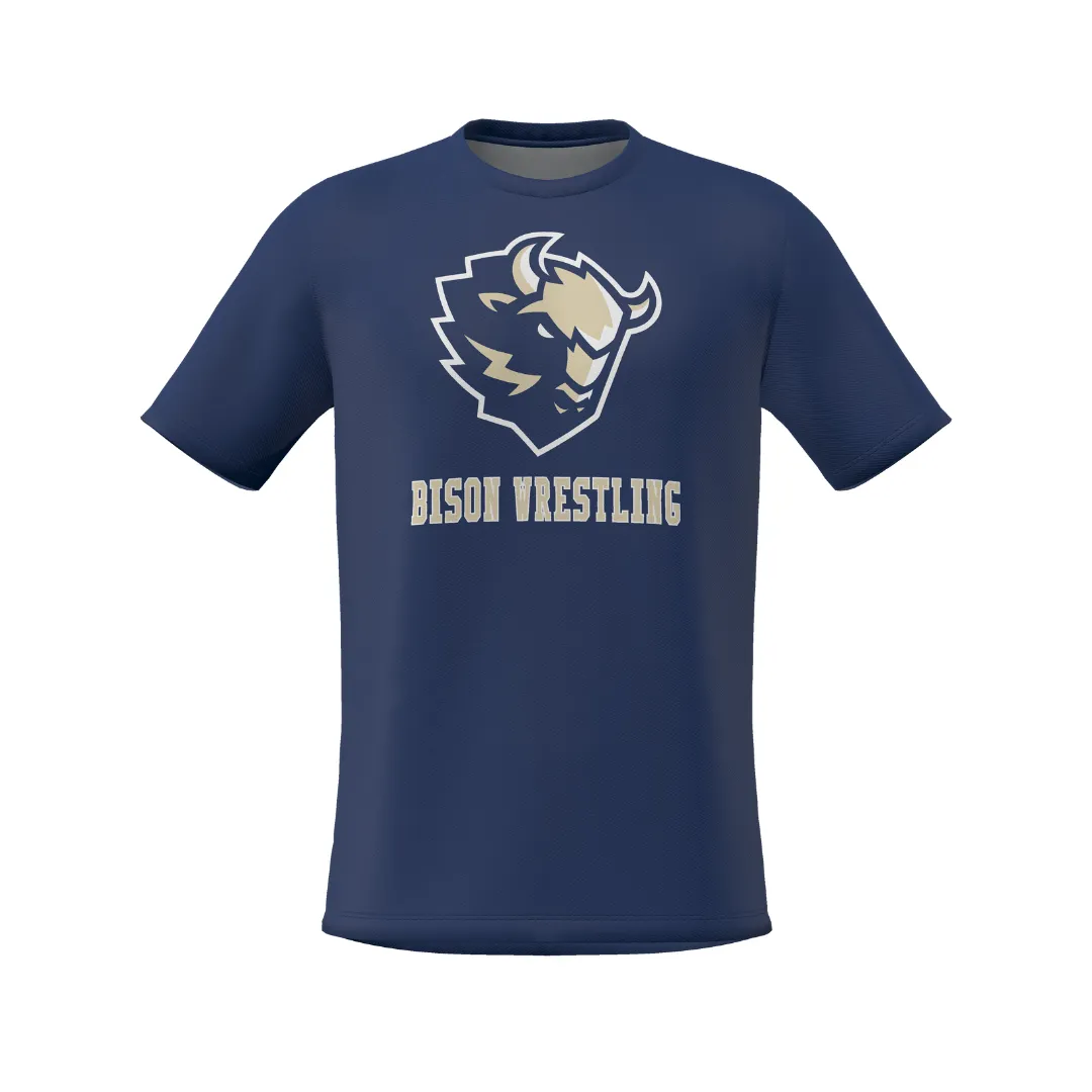 BISON WRESTLING - NAVY T-SHIRT
