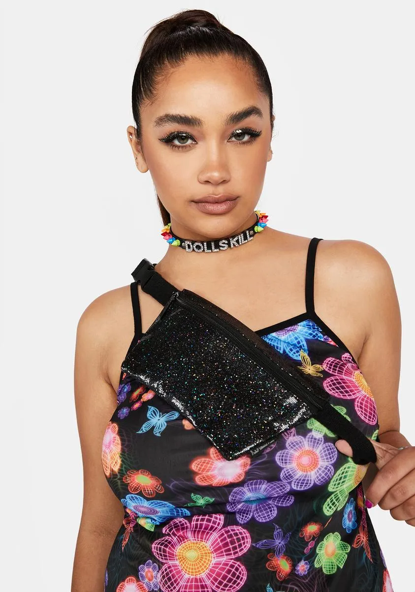 Black Glam Glitter Fanny Pack